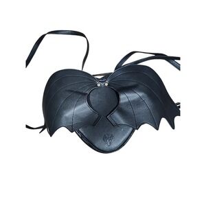 Aza Gothcore Bag Winged Leather And Lace Bat wing Purse Backpack Goth Emo Black